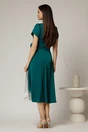 Rochie midi verde de ocazie cu decolteu petrecut si maneci tip lalea, 2, dyfashion.ro