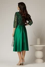 Rochie midi verde de ocazie din tafta si bustul cu paiete si dantela, 2, dyfashion.ro