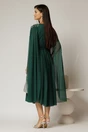 Rochie midi verde de ocazie din tul cu aplicatii la decolteu si maneci lungi, 2, dyfashion.ro