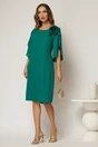 Rochie midi verde de ocazie din voal cu aplicatie florala, 3, dyfashion.ro