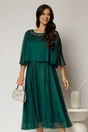 Rochie midi verde de ocazie din voal cu aplicatii la decolteu, 1, dyfashion.ro