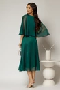 Rochie midi verde de ocazie din voal cu aplicatii la decolteu, 2, dyfashion.ro