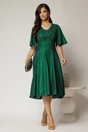Rochie midi verde de ocazie din voal cu sidef si decolteu in V, 3, dyfashion.ro