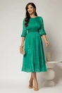 Rochie midi verde de ocazie din voal peliculizat cu cordon detasabil, 3, dyfashion.ro