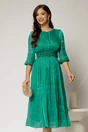 Rochie midi verde de ocazie din voal peliculizat cu cordon detasabil, 1, dyfashion.ro