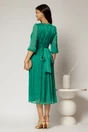 Rochie midi verde de ocazie din voal peliculizat cu cordon detasabil, 2, dyfashion.ro