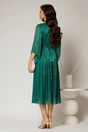 Rochie midi verde de ocazie din voal peliculizat cu perle pe talie, 2, dyfashion.ro