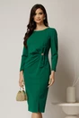 Rochie midi verde din crep cu detaliu pe talie, 1, dyfashion.ro