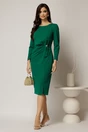 Rochie midi verde din crep cu detaliu pe talie, 3, dyfashion.ro
