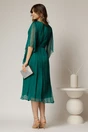 Rochie midi verde din matase clos si decolteu V, 2, dyfashion.ro