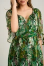 Rochie midi verde din matase naturala cu imprimeuri florale- Viada, 3, dyfashion.ro