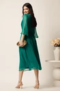 Rochie midi verde din matase naturala in clos cu strasuri in talie- Viada, 2, dyfashion.ro