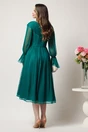 Rochie midi verde din matase naturala- Leonard Collection, 2, dyfashion.ro