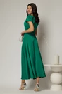 Rochie midi verde din satin cu aplicatie in talie si decolteu adanc, 2, dyfashion.ro