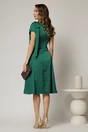 Rochie midi verde din satin cu funda pe umar si fusta clos, 2, dyfashion.ro