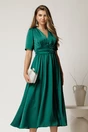 Rochie midi verde din satin cu talie marcata, 1, dyfashion.ro