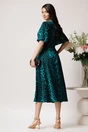 Rochie midi verde din satin in clos cu print leopard, 2, dyfashion.ro