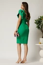 Rochie midi verde din stofa cu croi conic si maneci tip lalea, 2, dyfashion.ro
