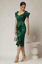 Rochie midi verde din tafta cu paiete si volanas pe fusta, 3, dyfashion.ro