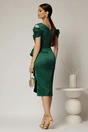 Rochie midi verde din tafta cu paiete si volanas pe fusta, 2, dyfashion.ro