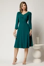 Rochie midi verde din triplu voal cu floare si perle, 3, dyfashion.ro