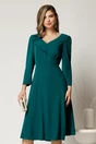 Rochie midi verde din triplu voal cu floare si perle, 1, dyfashion.ro