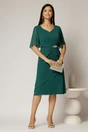 Rochie midi verde din voal cu accesoriu in talie, 3, dyfashion.ro