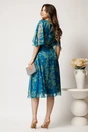 Rochie midi verde din voal cu imprimeu turcoaz si maneci vaporoase- Viada, 2, dyfashion.ro