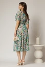 Rochie midi verde din voal cu imprimeuri lime si nasturi pe bust, 2, dyfashion.ro