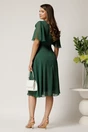 Rochie midi verde din voal cu picatele si insertii din fir lurex, 2, dyfashion.ro