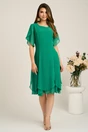 Rochie midi verde din voal in clin cu volane la baza, 4, dyfashion.ro