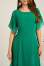 Rochie midi verde din voal in clin cu volane la baza, 3, dyfashion.ro
