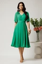 Rochie midi verde din voal in clos cu flori la decolteu, 3, dyfashion.ro