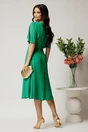 Rochie midi verde din voal in clos cu flori la decolteu, 2, dyfashion.ro