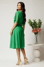 Rochie midi verde din voal in clos cu glitter si accesoriu in talie, 2, dyfashion.ro