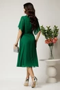 Rochie midi verde din voal in clos cu insertii din fir lurex si flori la decolteu, 2, dyfashion.ro