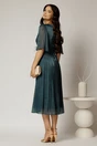 Rochie midi verde din voal peliculizat cu decolteu V, 2, dyfashion.ro