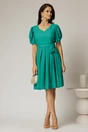 Rochie midi verde din voal sidefat si cordon detasabil, 2, dyfashion.ro