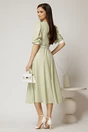 Rochie midi verde fistic cu buline si cordon detasabil in talie, 2, dyfashion.ro