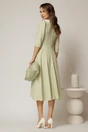 Rochie midi verde fistic cu buline si guler amplu croi clos, 2, dyfashion.ro