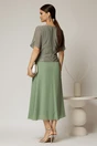 Rochie midi verde fistic cu bustul din lurex si decolteu in V, 2, dyfashion.ro