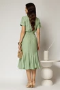 Rochie midi verde fistic din viscoza in clos cu nasturi si cordon, 2, dyfashion.ro