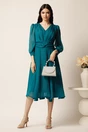 Rochie midi verde in clos din voal cu fir lurex- Ella Collection Gina, 3, dyfashion.ro