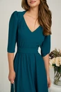 Rochie midi verde inchis din triplu voal in clos cu cordon in talie- LaDona, 3, dyfashion.ro