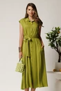 Rochie midi verde lime din viscoza cu nasturi si cordon, 1, dyfashion.ro