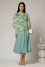 Rochie midi verde menta cu voal cu imprimeuri menta, 1, dyfashion.ro