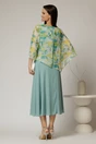 Rochie midi verde menta cu voal cu imprimeuri menta, 2, dyfashion.ro