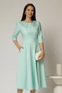 Rochie midi verde menta de ocazie cu nasturi pe bust si guler cu broderie si margele, 1, dyfashion.ro