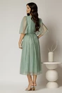 Rochie midi verde menta de ocazie din matase sintetica creponata, 2, dyfashion.ro