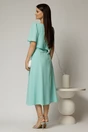 Rochie midi verde menta de zi cu detaliu amplu floral la bust, 2, dyfashion.ro